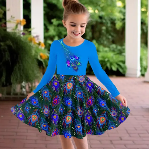 Girls' 3D Animal Dress Long Sleeve 3D Print Fall Winter Sports & Outdoor Daily Holiday Cute Casual Beautiful Kids 3-12 Years Casual Dress A Line Dress Above Knee Polyester Regular Fit