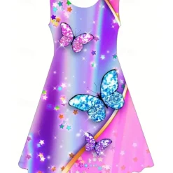 Girls' 3D Butterfly Dress Sleeveless Summer Spring Vacation Daily Holiday Princess Beautiful Sweet Kids 4-12 Years Casual Dress A Line Dress Knee-length Regular Fit