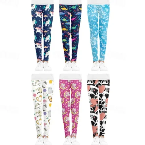 Girls' 3D Cartoon Pants Leggings Spring Fall Active Basic Kids 4 years+ Outdoor Casual Daily Regular Fit