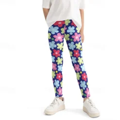 Girls' 3D Cartoon Pants Leggings Spring Fall Active Basic Kids 4 years+ Outdoor Casual Daily Regular Fit
