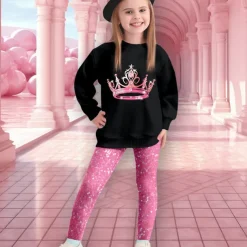 Girls' 3D Cat Sweatshirt & Legging Set Set Long Sleeve 3D Print Fall Winter Active Fashion Daily Kids 3-12 Years Crew Neck Outdoor Vacation Date Regular Fit