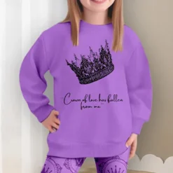 Girls' 3D Crown Sweatshirt & Legging Set Pink Long Sleeve 3D Print Spring Fall Active Fashion Daily Kids 3-12 Years Crew Neck Outdoor Vacation Date Regular Fit