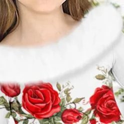 Girls' 3D Floral Dress Long Sleeve 3D Print Fall Winter Sports & Outdoor Daily Holiday Cute Casual Beautiful Kids 3-12 Years Casual Dress Swing Dress A Line Dress Above Knee Polyester Regular Fit