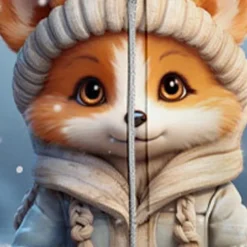 Girls' 3D Fox Hoodie Coat Outerwear Long Sleeve Fall Winter Active Cute Streetwear Polyester Kids 3-12 Years Zip Street Daily Regular Fit