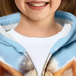 Girls' 3D Fox Hoodie Coat Outerwear Long Sleeve Fall Winter Active Cute Streetwear Polyester Kids 3-12 Years Zip Street Daily Regular Fit