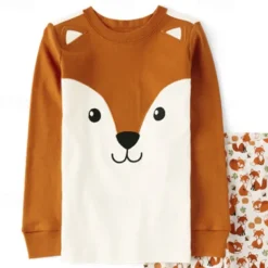 Girls' 3D Fox Pajama Sets Long Sleeve 3D Print Fall Winter Active Fashion Cute Kids 3-12 Years Crew Neck Home Causal Indoor Regular Fit