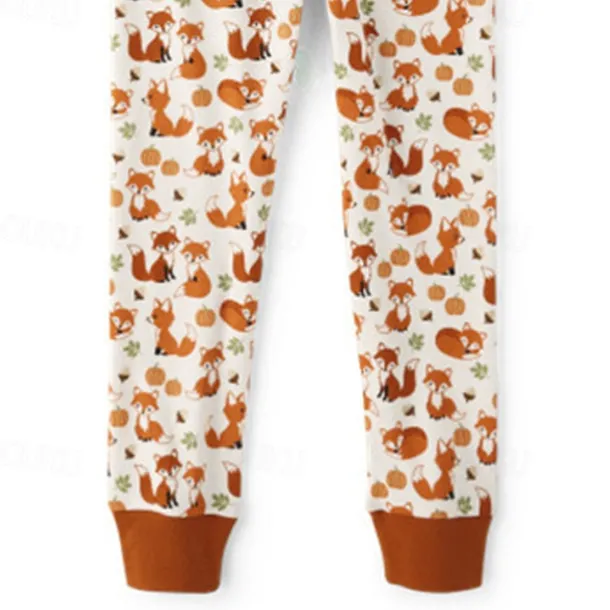 Girls' 3D Fox Pajama Sets Long Sleeve 3D Print Fall Winter Active Fashion Cute Kids 3-12 Years Crew Neck Home Causal Indoor Regular Fit