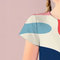 Girls' 3D Geometric Dress Pink Short Sleeve 3D Print Summer Daily Holiday Casual Beautiful Kids 3-12 Years Casual Dress Skater Dress Above Knee Regular Fit