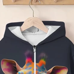 Girls' 3D Giraffe Hoodie & Sweatpants Set Long Sleeve 3D Printing Fall Winter Active Fashion Cute Kids 3-12 Years Zip Hooded Outdoor Street Regular Fit