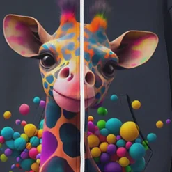 Girls' 3D Giraffe Hoodie & Sweatpants Set Long Sleeve 3D Printing Fall Winter Active Fashion Cute Kids 3-12 Years Zip Hooded Outdoor Street Regular Fit