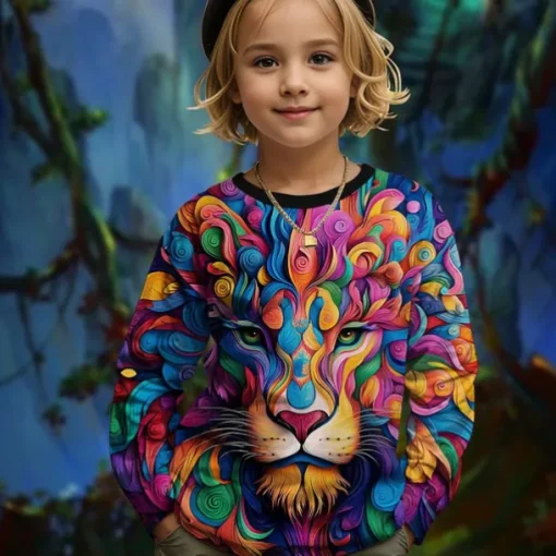 Girls' 3D Graphic Animal T shirt Tee Long Sleeve Spring Fall Fashion Basic Kids 4-12 Years Crew Neck Outdoor Casual Daily Regular Fit
