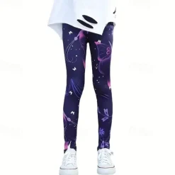 Girls' 3D Graphic Butterfly Pants Leggings Spring Fall Active Basic Kids 4-12 Years Outdoor Casual Daily Regular Fit