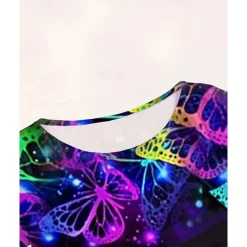 Girls' 3D Graphic Butterfly Dress Short Sleeve Summer Spring Vacation Daily Holiday Beautiful Sweet Kids 4-12 Years Casual Dress A Line Dress Knee-length Regular Fit