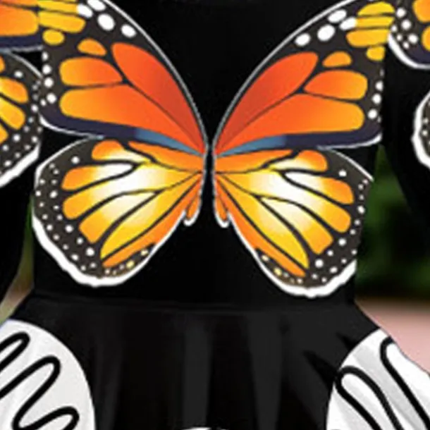 Girls' 3D Graphic Butterfly Dress Long Sleeve 3D Print Summer Fall Sports & Outdoor Daily Holiday Cute Casual Beautiful Kids 3-12 Years Casual Dress A Line Dress Above Knee Polyester Regular Fit