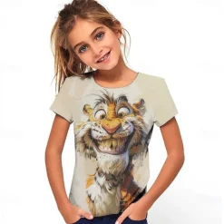 Girls' 3D Graphic Cartoon T shirt Tee Short Sleeve Summer Spring Fashion Basic Kids 4-12 Years Crew Neck Outdoor Casual Daily Regular Fit