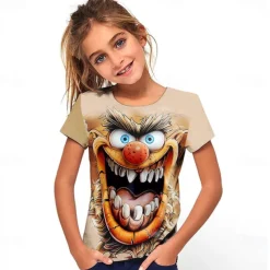 Girls' 3D Graphic Cartoon T shirt Tee Short Sleeve Summer Spring Fashion Basic Kids 4-12 Years Crew Neck Outdoor Casual Daily Regular Fit