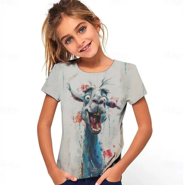 Girls' 3D Graphic Cartoon T shirt Tee Short Sleeve Summer Spring Fashion Basic Kids 4-12 Years Crew Neck Outdoor Casual Daily Regular Fit