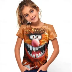 Girls' 3D Graphic Cartoon T shirt Tee Short Sleeve Summer Spring Fashion Basic Kids 4-12 Years Crew Neck Outdoor Casual Daily Regular Fit