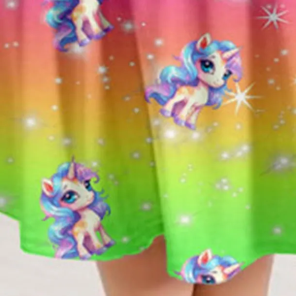 Girls' 3D Graphic Cartoon Unicorn Dress Long Sleeve 3D Print Summer Fall Vacation Sports & Outdoor Daily Cute Casual Beautiful Kids 3-12 Years Casual Dress A Line Dress Above Knee Regular Fit