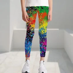 Girls' 3D Graphic Color Block Rainbow Leggings Summer Spring Active Cute Streetwear Kids 3-12 Years Outdoor Street Sport Slim