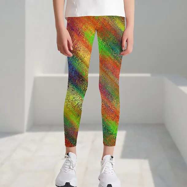 Girls' 3D Graphic Color Block Rainbow Leggings Summer Spring Active Cute Streetwear Kids 3-12 Years Outdoor Street Sport Slim