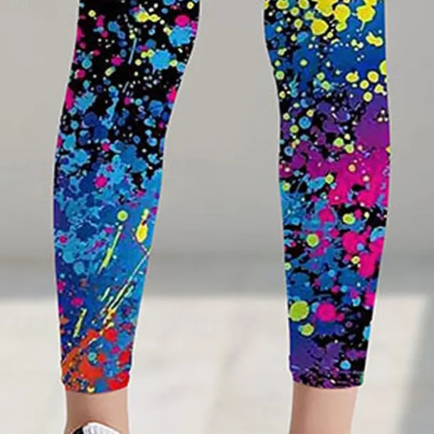 Girls' 3D Graphic Color Block Rainbow Leggings Summer Spring Active Cute Streetwear Kids 3-12 Years Outdoor Street Sport Slim