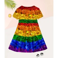 Girls' 3D Graphic Dress Short Sleeve Summer Spring Vacation Daily Holiday Princess Beautiful Sweet Kids 4-12 Years Casual Dress A Line Dress Knee-length Regular Fit