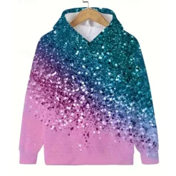 Girls' 3D Graphic Hoodie Long Sleeve Fall Winter Fashion Adorable Basic Kids 4-12 Years Hooded Outdoor Casual Daily Regular Fit