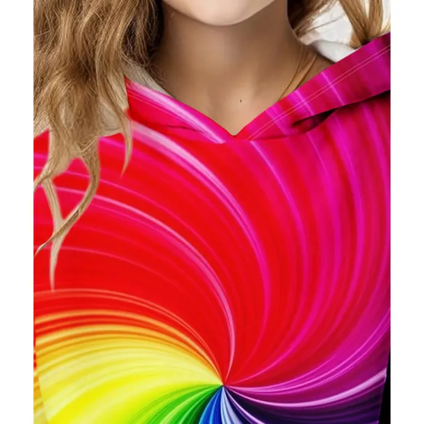 Girls' 3D Graphic Rainbow Hoodie Long Sleeve Fall Winter Fashion Adorable Basic Kids 4-12 Years Hooded Outdoor Casual Daily Regular Fit