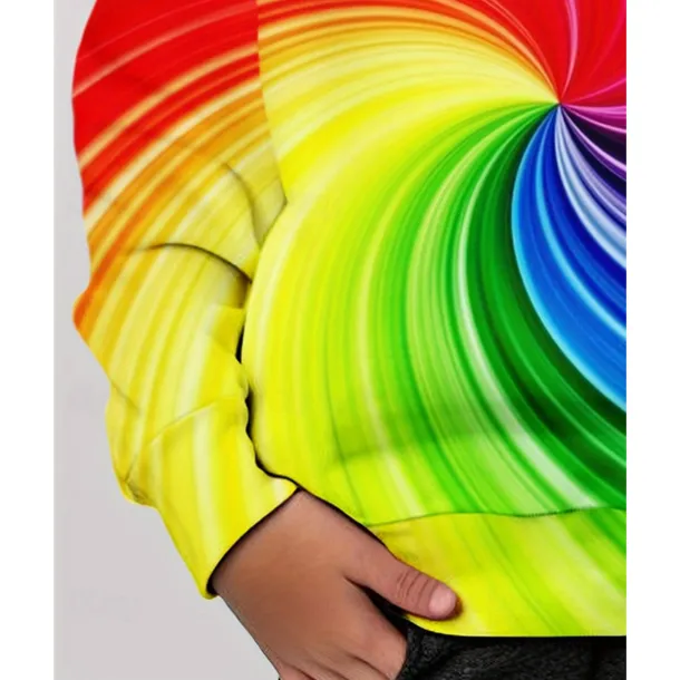 Girls' 3D Graphic Rainbow Hoodie Long Sleeve Fall Winter Fashion Adorable Basic Kids 4-12 Years Hooded Outdoor Casual Daily Regular Fit