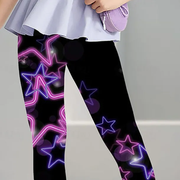 Girls' 3D Graphic Star Leggings Summer Spring Active Cute Streetwear Kids 3-12 Years Outdoor Street Sport Slim