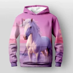 Girls' 3D Horse Hoodie Long Sleeve 3D Print Fall Winter Active Kids 3-12 Years Outdoor Daily