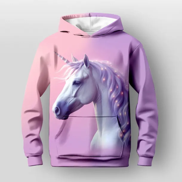 Girls' 3D Horse Hoodie Long Sleeve 3D Print Fall Winter Active Kids 3-12 Years Outdoor Daily