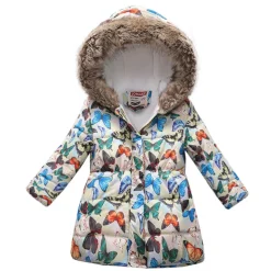 Girls' 3D Kids Puffer Jacket Butterfly Fox Coat Down Coat Puffer Jacket Long Sleeve Fall Winter Active Streetwear Kids 3-10 Years Vacation Street Regular Fit