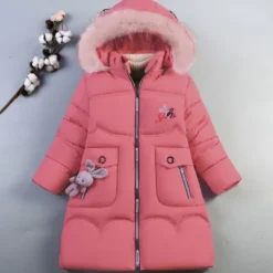 Girls' 3D Kids Puffer Jacket Plain Down Coat Parka Puffer Jacket Long Sleeve Winter Cute Adorable Kids 10-13 Years Regular Fit