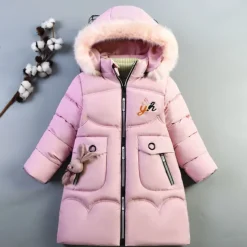 Girls' 3D Kids Puffer Jacket Plain Down Coat Parka Puffer Jacket Long Sleeve Winter Cute Adorable Kids 10-13 Years Regular Fit