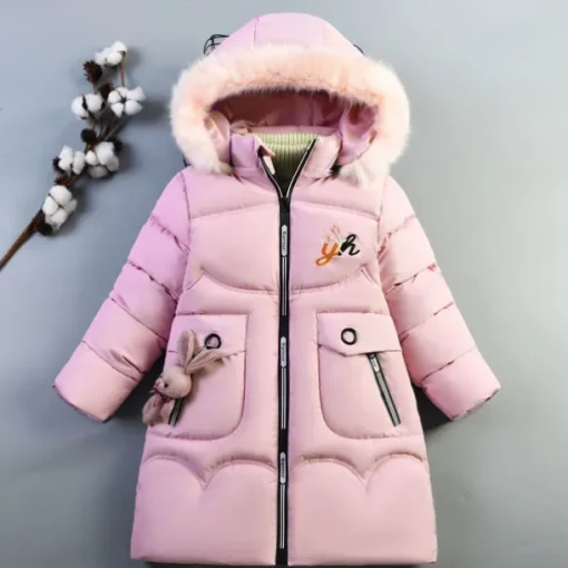 Girls' 3D Kids Puffer Jacket Plain Down Coat Parka Puffer Jacket Long Sleeve Winter Cute Adorable Kids 10-13 Years Regular Fit