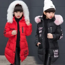 Girls' 3D Letter Down Coat Puffer Jacket Long Sleeve Winter Basic Kids 4-12 Years School Street Daily