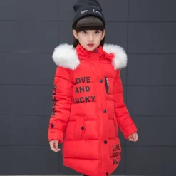 Girls' 3D Letter Down Coat Puffer Jacket Long Sleeve Winter Basic Kids 4-12 Years School Street Daily