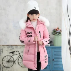 Girls' 3D Letter Down Coat Puffer Jacket Long Sleeve Winter Basic Kids 4-12 Years School Street Daily
