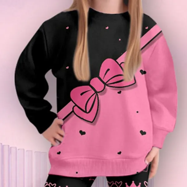 Girls' 3D Letter Sweatshirt & Legging Set Set Long Sleeve 3D Print Fall Winter Active Fashion Daily Kids 4-12 Years Crew Neck Outdoor Vacation Date Regular Fit