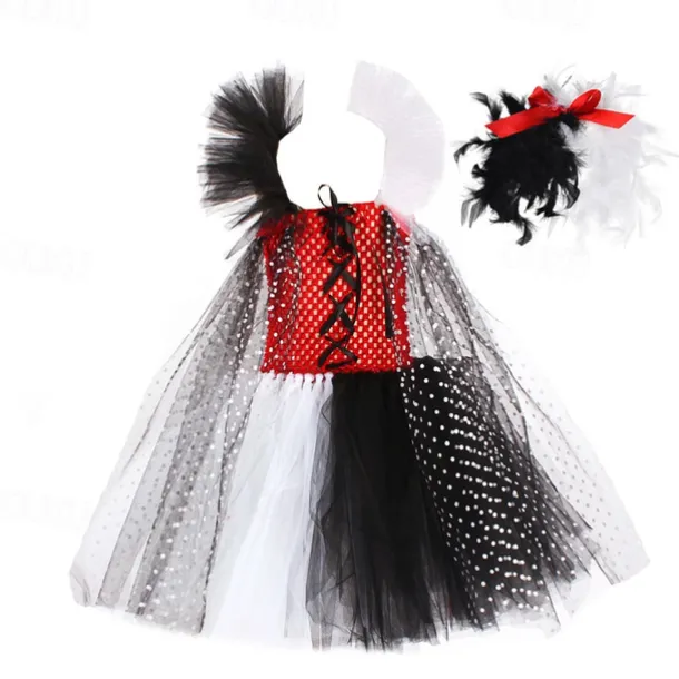 Girls' 3D Multi Color Dress Sleeveless Summer Spring Performance Party Gothic Halloween Custome Kids 4-12 Years A Line Dress Tulle Dress Knee-length Regular Fit