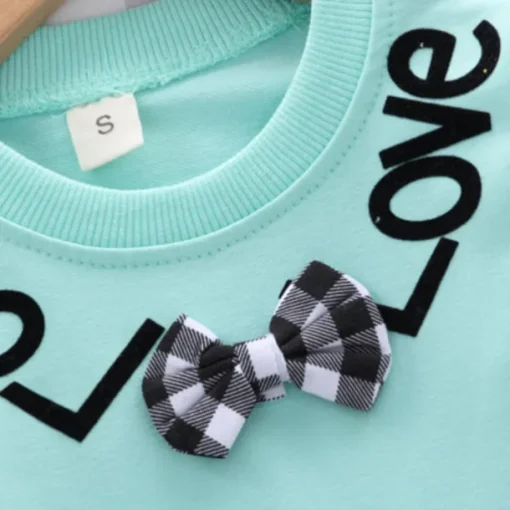 Girls' 3D Plaid Letter Clothing Set Long Sleeve Fall Basic Toddler 1-3 Years School Outdoor Indoor Regular Fit