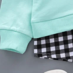 Girls' 3D Plaid Letter Clothing Set Long Sleeve Fall Basic Toddler 1-3 Years School Outdoor Indoor Regular Fit