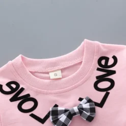 Girls' 3D Plaid Letter Clothing Set Long Sleeve Fall Basic Toddler 1-3 Years School Outdoor Indoor Regular Fit