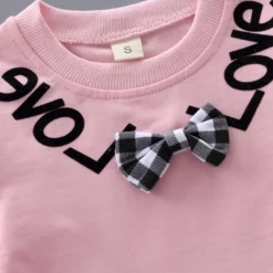 Girls' 3D Plaid Letter Clothing Set Long Sleeve Fall Basic Toddler 1-3 Years School Outdoor Indoor Regular Fit