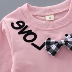 Girls' 3D Plaid Letter Clothing Set Long Sleeve Fall Basic Toddler 1-3 Years School Outdoor Indoor Regular Fit