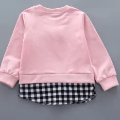 Girls' 3D Plaid Letter Clothing Set Long Sleeve Fall Basic Toddler 1-3 Years School Outdoor Indoor Regular Fit