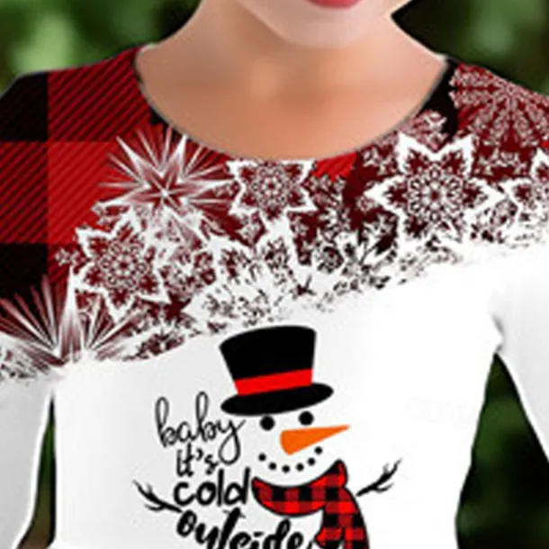 Girls' 3D Plaid Snowman Snowflake Dress Snowflake Dress Long Sleeve 3D Print Fall Winter Vacation Sports & Outdoor Daily Cute Casual Beautiful Kids 3-12 Years Casual Dress A Line Dress Above Knee