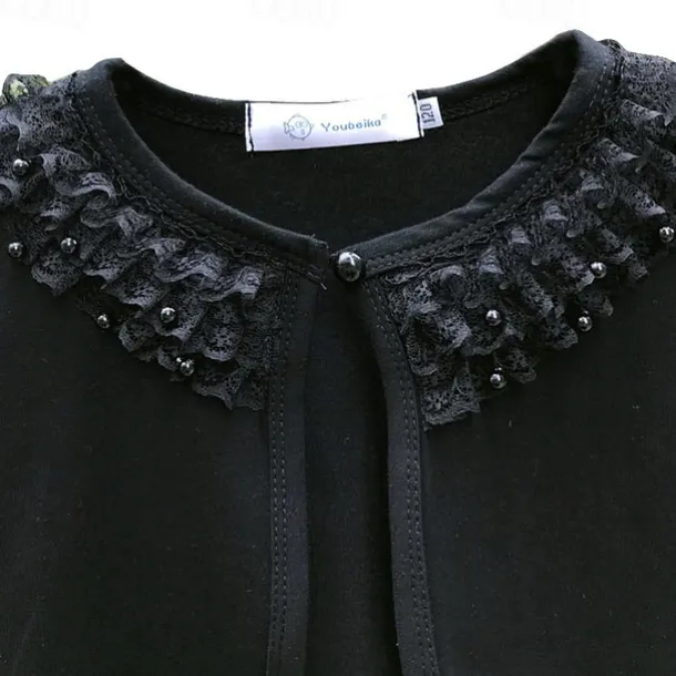 Girls' 3D Plain Coat Long Sleeve Summer Spring Active Cute Kids 2-12 Years Street Daily Regular Fit